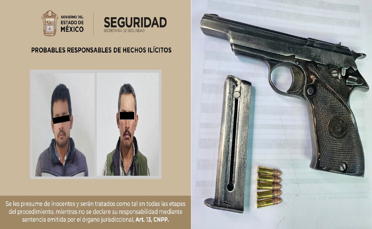 A los sujetos se les aseguro un arma de fuego y varios cartuchos útiles. Foto: Especial