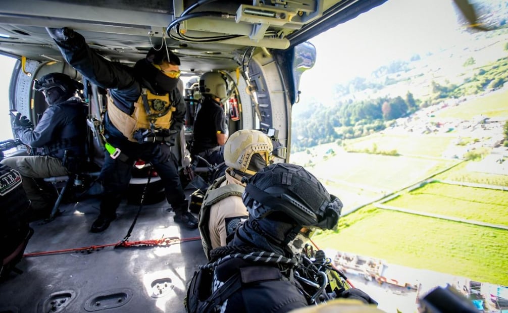 Integrantes del Equipo Táctico de Reacción Aeromóvil (ETRA) listos para llevar a cabo misiones de infiltración y despliegue estratégico. Foto Especial