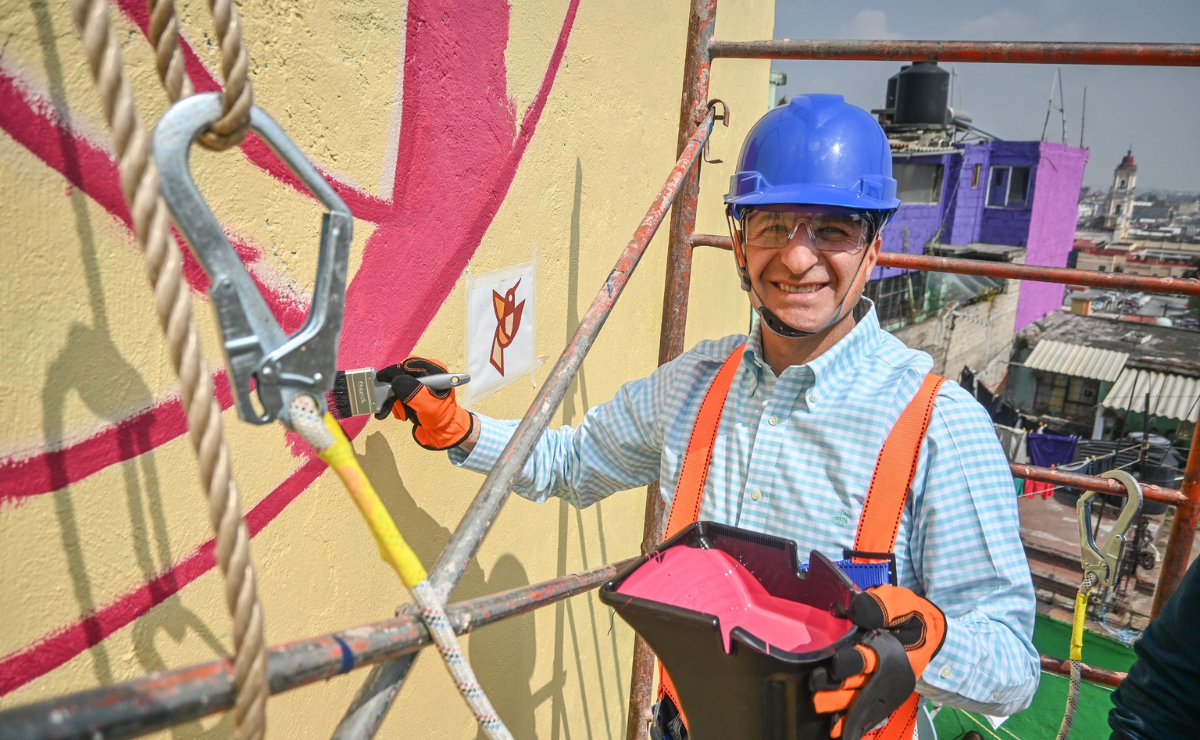 El mural formará una monumental obra de arte visible desde el centro de la ciudad Foto: Especial