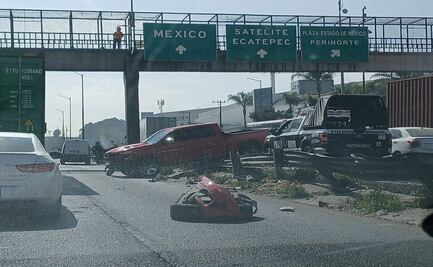 Accidente en la México-Querétaro deja una camioneta sobre el camellón