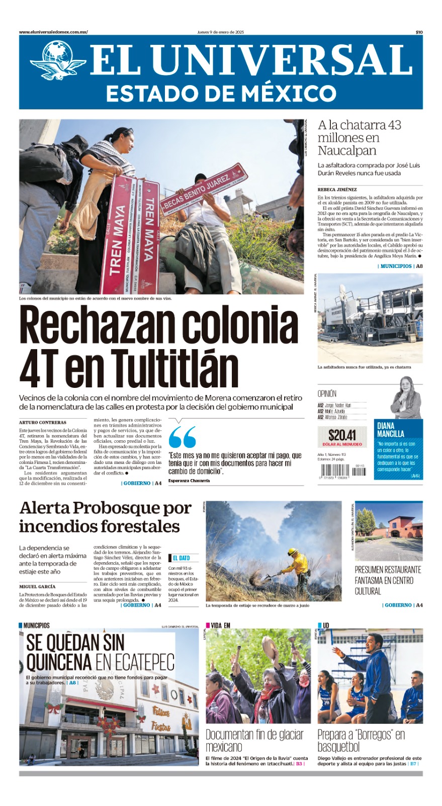 Portada Edomex 9 de enero 2025