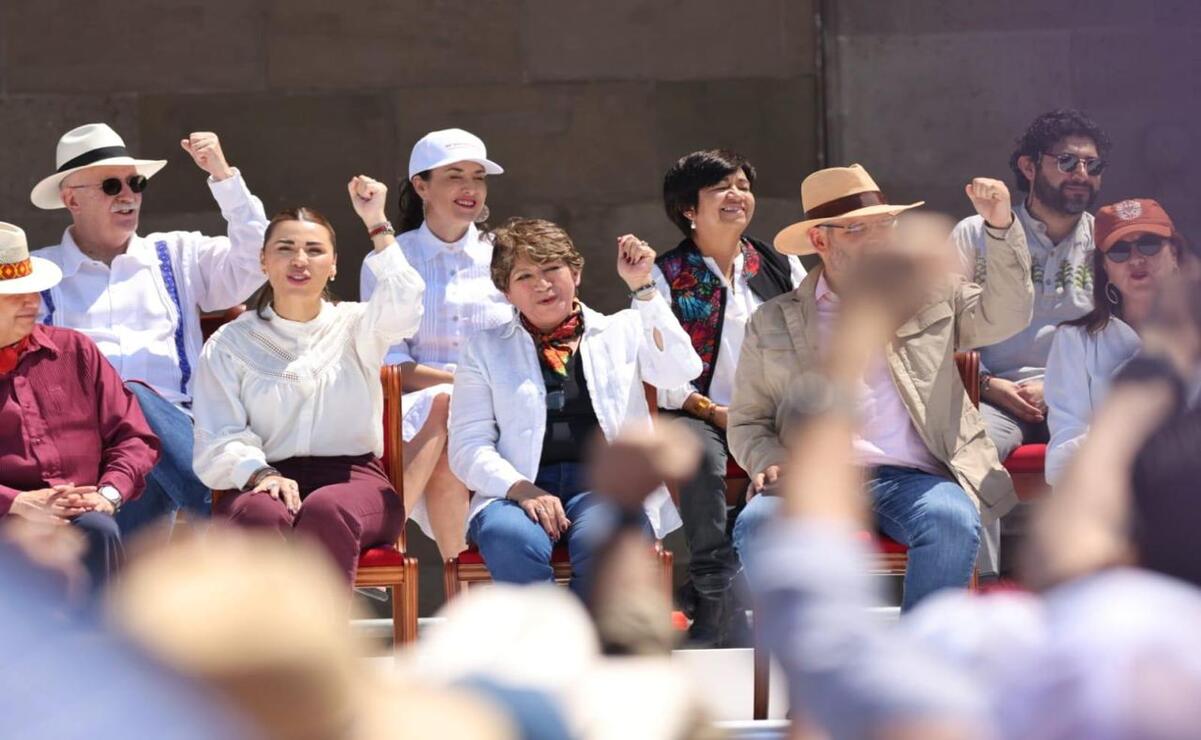 Edomex se solidariza: Delfina Gómez acompaña a Claudia Sheinbaum en la asamblea del Zócalo