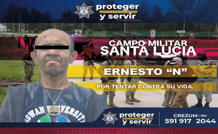 ¡Tras negociación! Rescatan a hombre que intentó atentar contra su vida en base militar Santa Lucía, en Zumpango