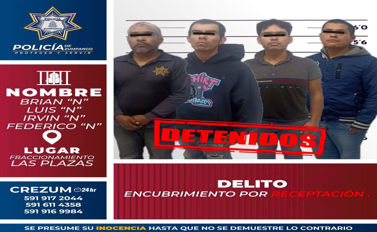 Los cuatro sujetos fueron arrestados tras una persecución en el fraccionamiento Las plazas. Foto: Especial