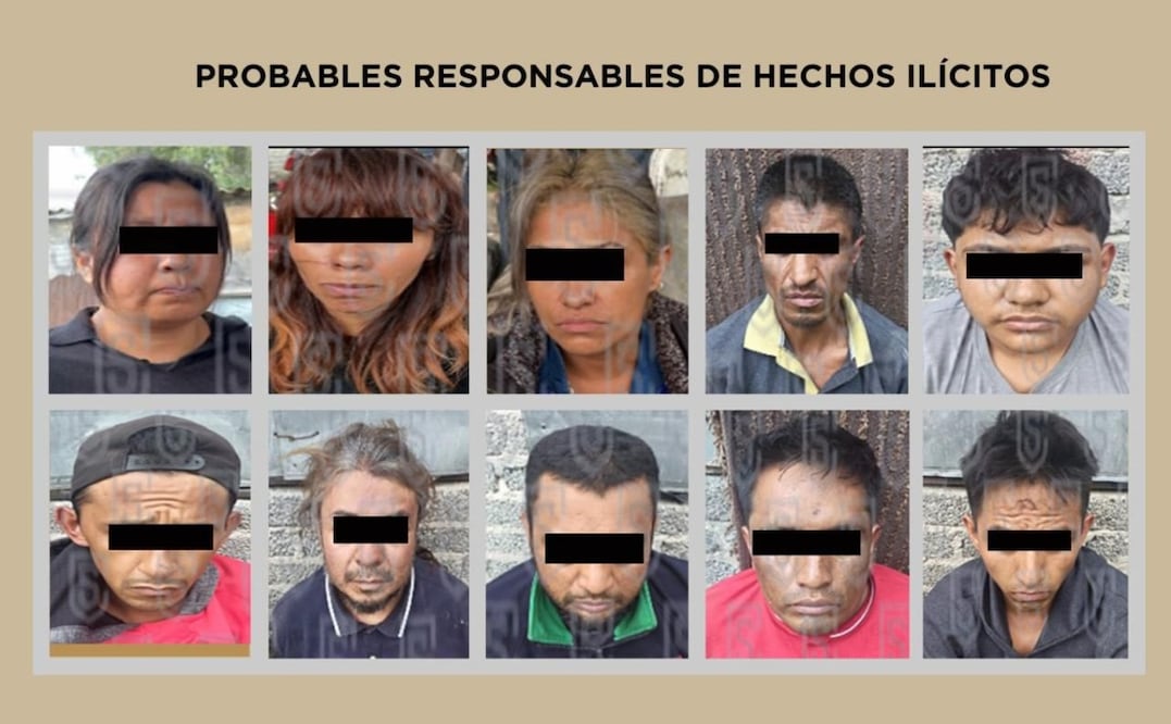 Los 10 detenidos fueron puestos a disposición del Ministerio Público junto con los tres vehículos asegurados. Foto Especial
