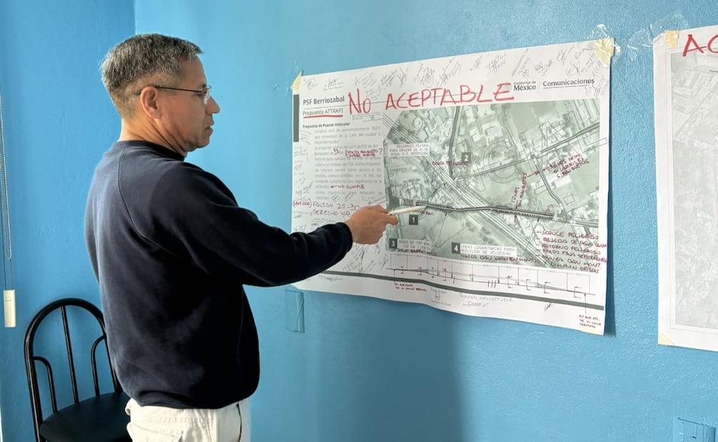 Vecinos de Teoloyucan solicitaron a autoridades federales obras que permitan mantener la movilidad durante la construcción del Tren México-Querétaro. Foto Arturo Contreras / El Universal