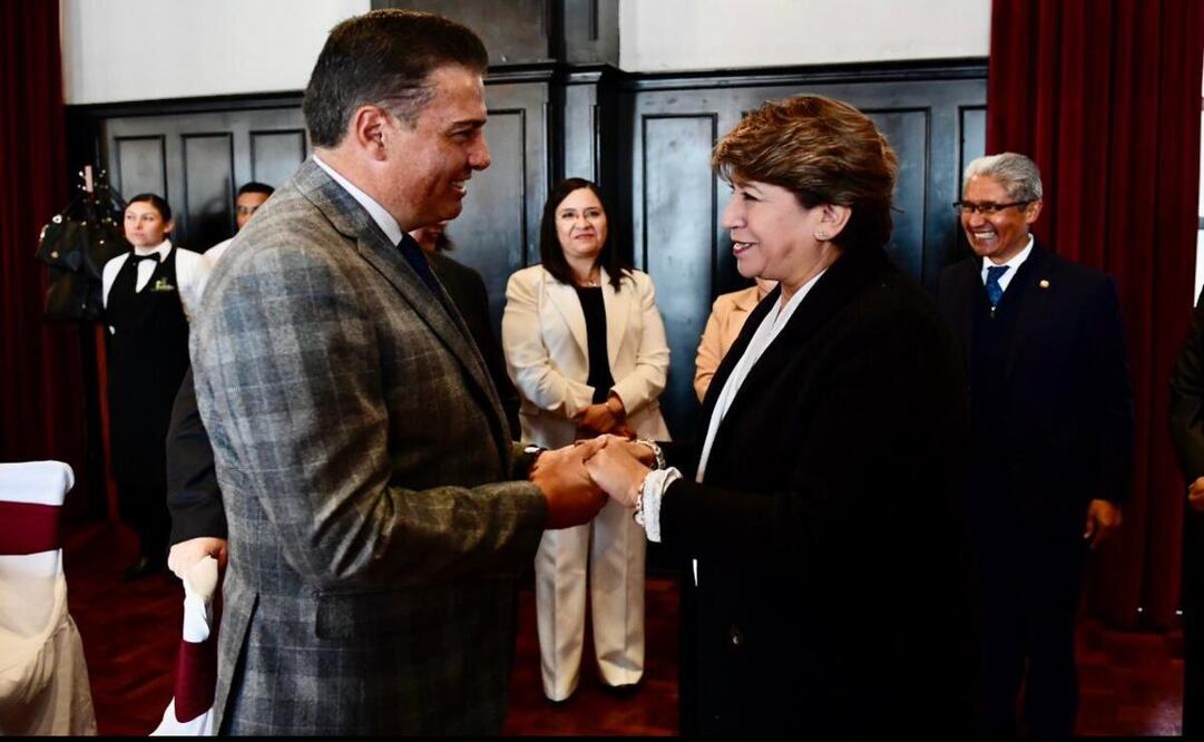 La gobernadora Delfina Gómez y el presidente interino del Poder Judicial, Fernando Díaz, se reunieron en Palacio de Gobierno de Toluca. Foto: Especial