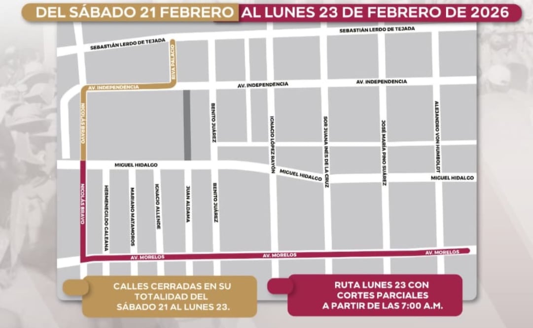 Los cortes, en algunas calles serán totales y en otras se aplicará un cierre parcial. Foto. Especial