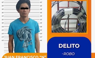 Roba cable de alumbrado público y lo atrapan 