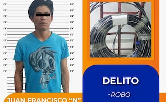 Roba cable de alumbrado público y lo atrapan 