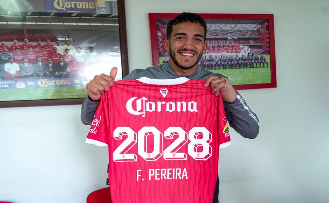 El futbolista uruguayo Fede Pereira renovó su contrato con los Diablos Rojos de Toluca FC. Foto: Especial.
