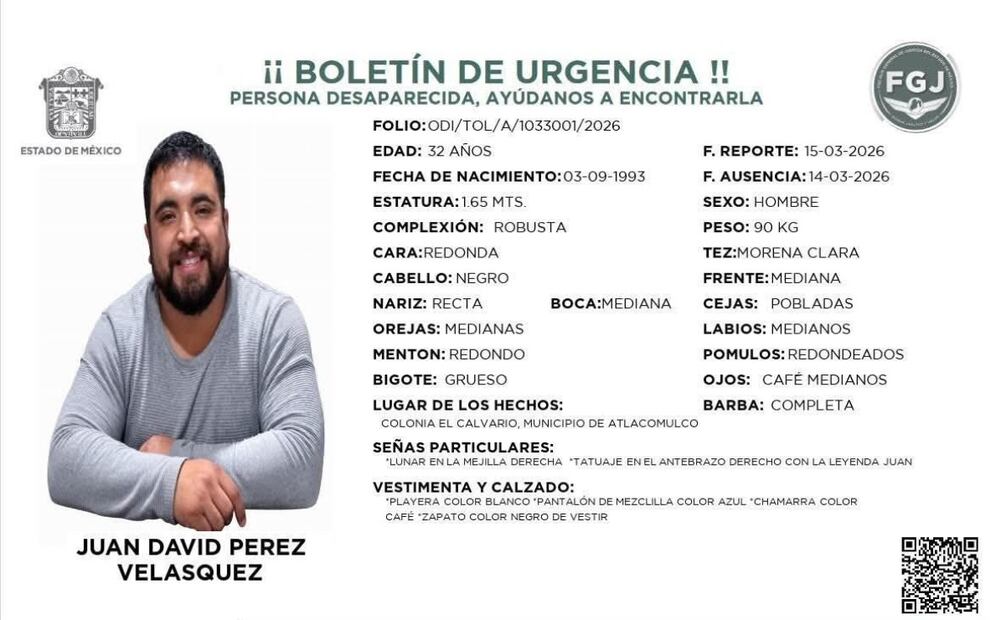 Juan David, de 32 años, fue visto por última vez el 14 de marzo tras salir a trabajar en su unidad de la base Isidro Fabela. Foto Especial
