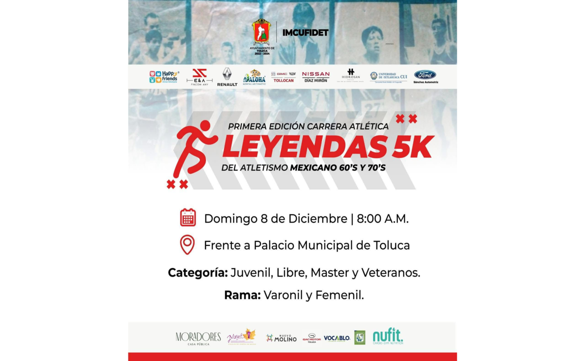 La carrera contará con la distancia de 5 km y las categorías: Juvenil, Libre, Máster y Veteranos en las ramas, varonil y femenil. Foto: Especial