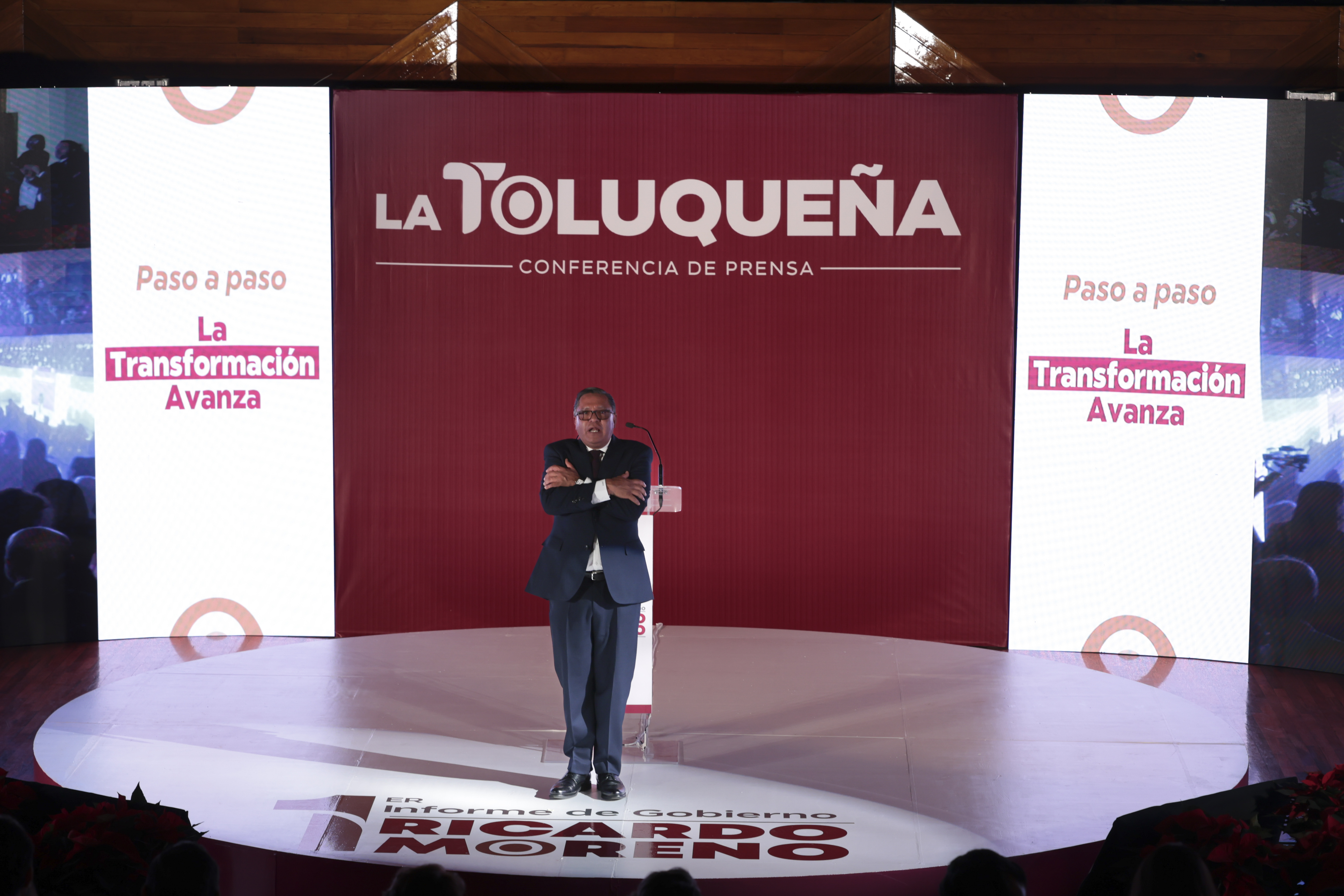 Moreno Bastida resaltó el crecimiento del 20% en la recaudación del predial y una inversión de 150 millones de pesos en obra pública, la más grande de las últimas tres décadas. Foto Alejandro Vargas / El Universal