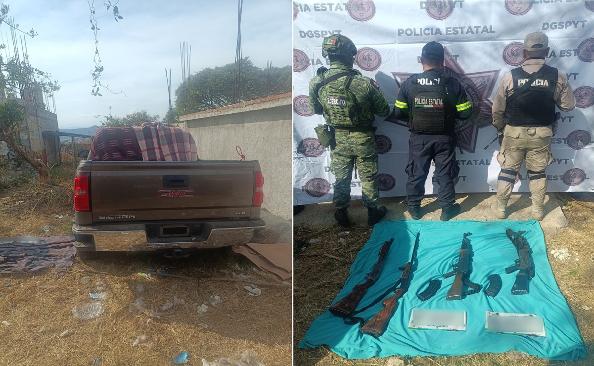 Aseguran camioneta y armas largas en Ixtapan de la Sal