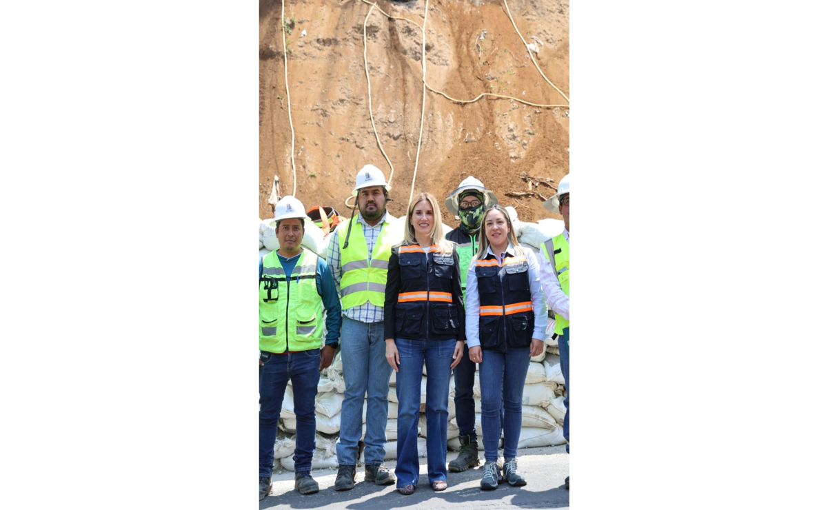 Romina Contreras dio arranque a la tercera etapa de la repavimentación con concreto asfáltico de la carretera Huixquilucan-La Marquesa. Foto: Especial