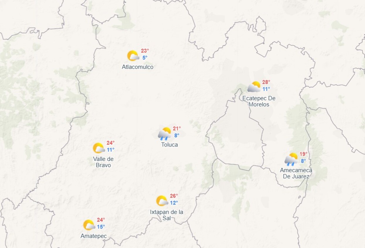Clima Edomex: condiciones frías y lluvias dispersas