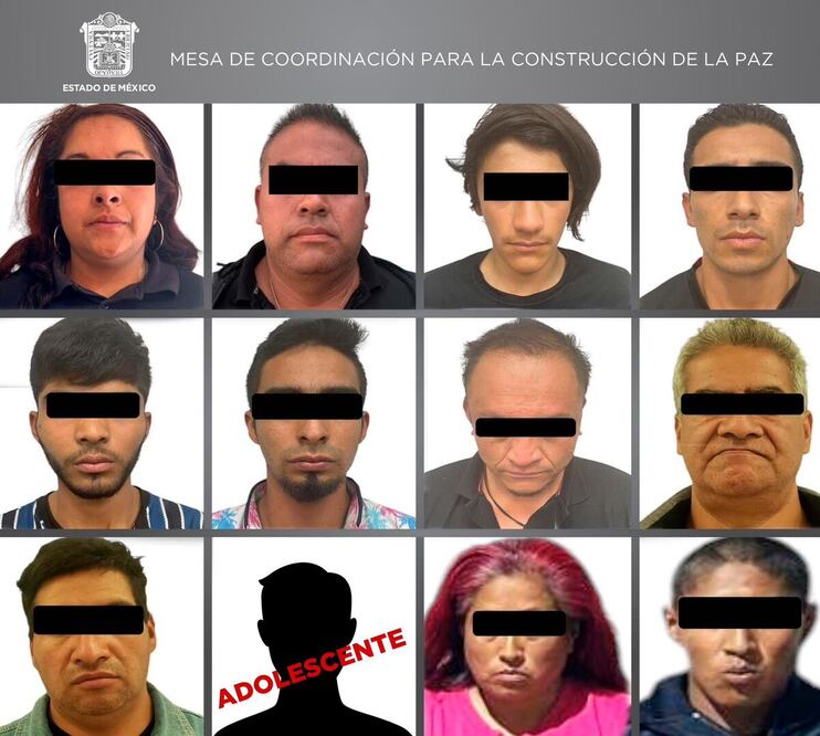 12 personas fueron detenidas en operativos en los municipios de Huehuetoca, Tultepec, La Paz y Almoloya de Juárez