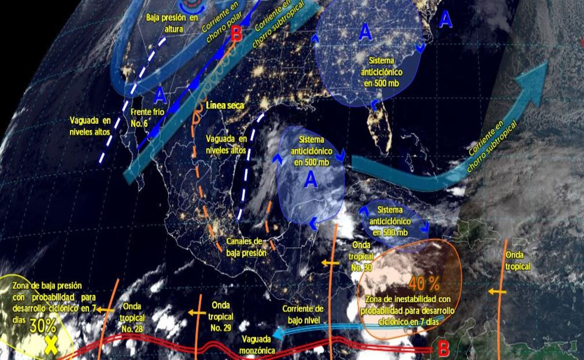 La Onda tropical No. 29 se desplazará al sur de Guerrero incrementando la probabilidad de chubascos en el sur del territorio nacional / Foto: CONAGUA