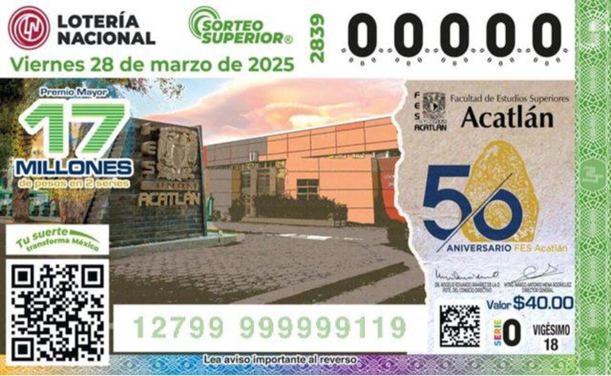 El sorteo se realizará el 28 de marzo en el Salón de Sorteos del edificio Edison de la Lotería Nacional / Foto: Especial