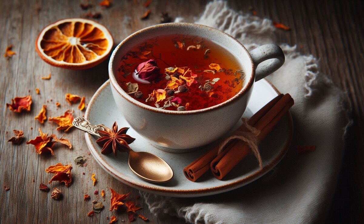 Para aprovechar las propiedades de la flor de cempasúchil, puedes tomarla en infusión o té, con limón, hierbabuena o miel. Foto: Freepik / IA