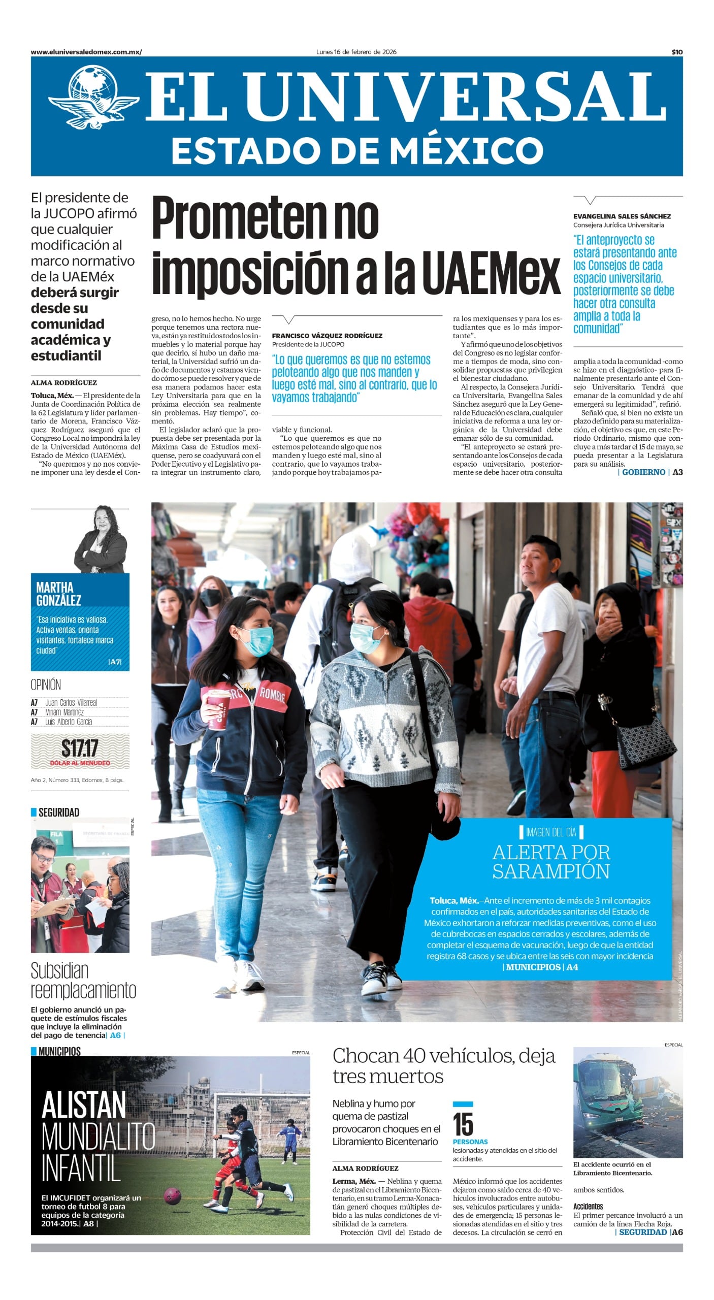 Portada 16 de febrero de 2026