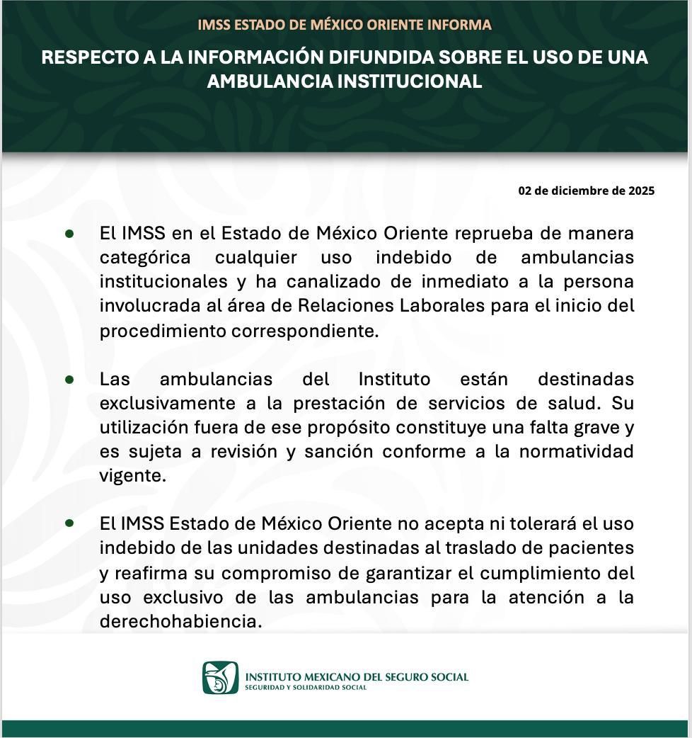 El IMSS en el Estado de México Oriente canalizó de inmediato el caso al área de Relaciones Laborales para el inicio del procedimiento de sanción correspondiente. Foto Especial
