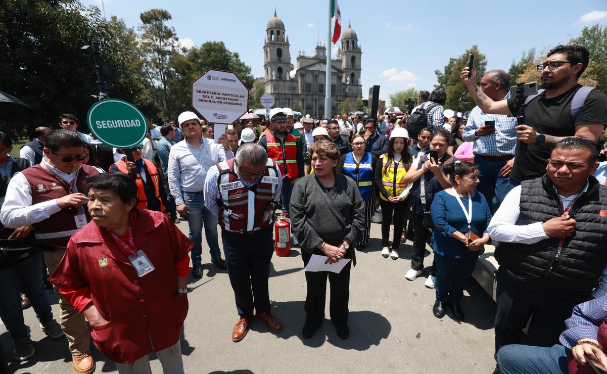 Delfina Gómez Álvarez señaló que este tipo de simulacros permiten perfeccionar áreas en materia de Protección Civil. Foto: Alejandro Vargas / El Universal Edomex