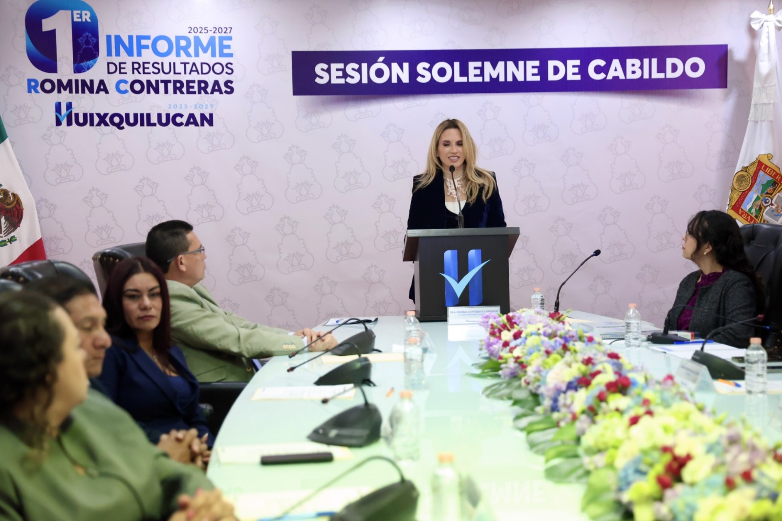 Romina Contreras agradeció el respaldo de los integrantes del Cabildo y reconoció la labor 24/7 de su gabinete y de todos los servidores públicos municipales. Foto Especial