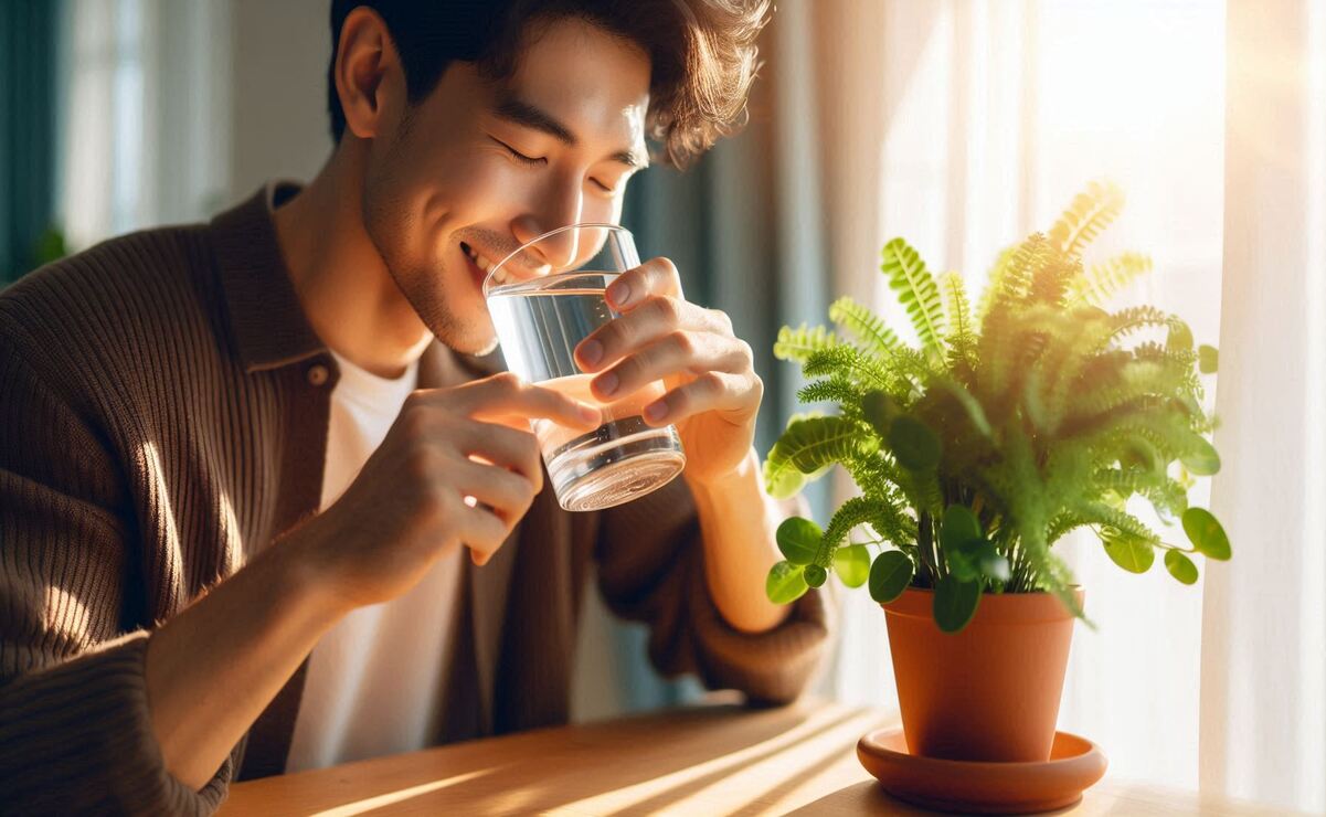 La hidratación es esencial para la salud y se logra a través del consumo de líquidos, principalmente agua. Foto: IA