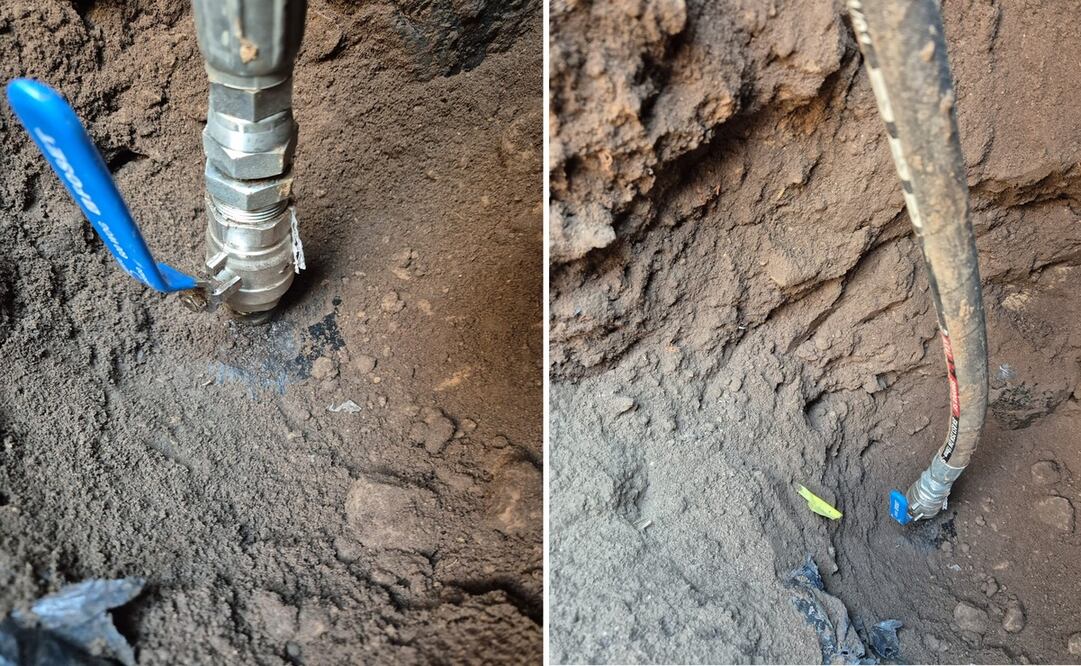 Personal de seguridad detectó una conexión irregular que constaba de un niple metálico soldado a un ducto y a una válvula de cierre rápido de baja presión con maneral. Foto: Especial