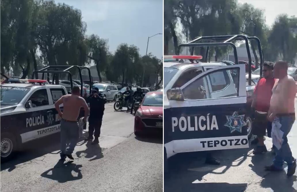 La agresión contra policías de Tepotzotlán quedó grabada en video. Captura de pantalla