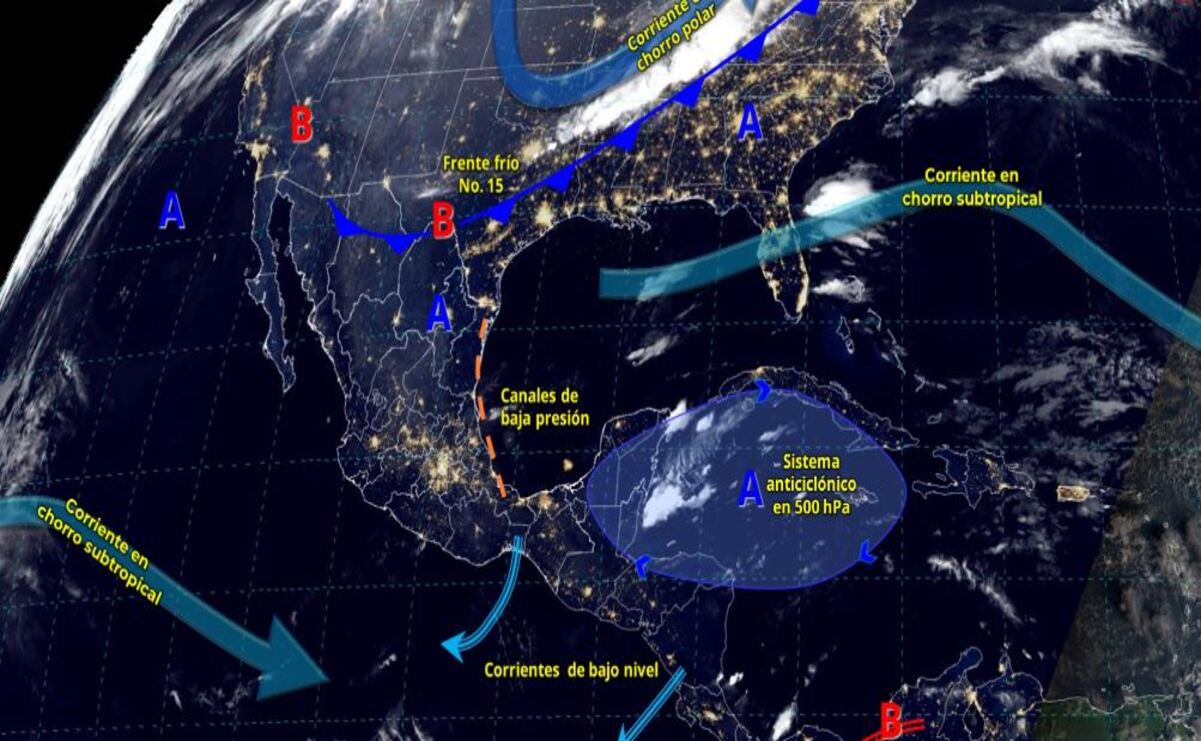 Frente frio No. 15 que será reforzado por una masa de aire polar / Foto: CONAGUA