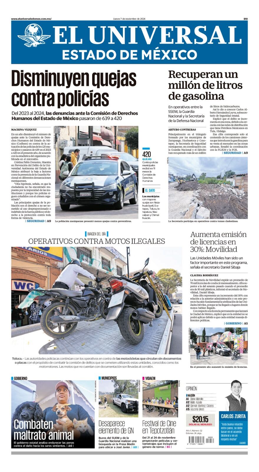 Portada Edomex 07 de noviembre