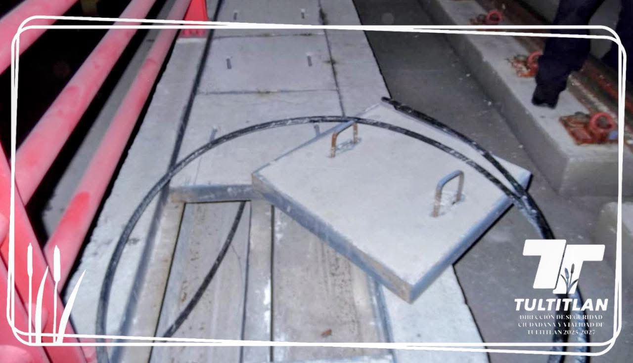 Los elementos de la policía municipal de Tultitlán llegaron al sitio, donde el personal de seguridad privada que resguarda la obra les informó sobre lo ocurrido. Foto: especial