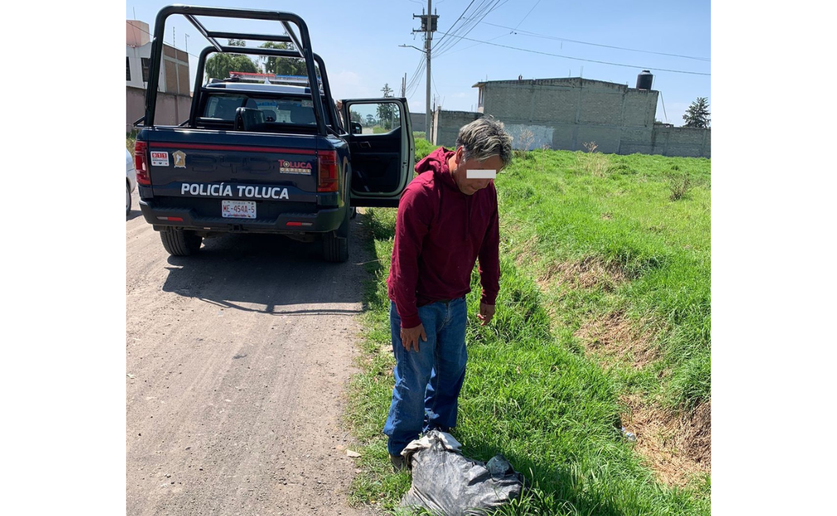 ¡Tirar basura sale caro en Toluca! Primer detenido en San Cristóbal Huichochitlán enfrenta multa de $2,260 pesos por contaminar el río. Foto: Especial